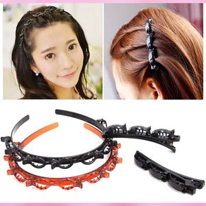 Fashion Double Layer Band Twist Plait Headband Hairpin Hair Claw Clips, Black Ma